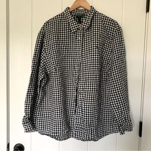 Lauren Ralph Lauren Black and White Checkered Button Down Shirt